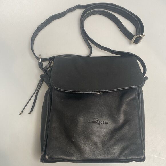 Bruno Rossi Black Italian Leather Crossbody Bag | 7x9x6” | Made in Italy | EUC - Picture 3 of 16